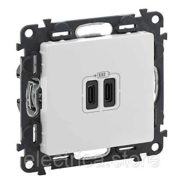 Розетка 2хUSB type З Valena Life білий 753107, фото 1