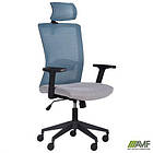 Крісло Uran Black HR сидіння Сідней-05/спинка Сітка SL-18 аквамарін, фото 5