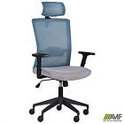 Крісло Uran Black HR сидіння Сідней-05/спинка Сітка SL-18 аквамарін, фото 6