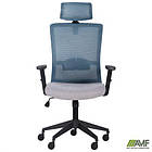 Крісло Uran Black HR сидіння Сідней-05/спинка Сітка SL-18 аквамарін, фото 7