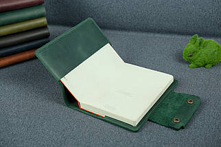 Шкіряна обкладинка для блокноту А5 Дизайн №2, натуральна Вінтажна шкіра, колір Зелений, фото 3