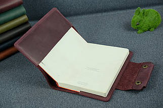 Шкіряна обкладинка для блокноту А5 Дизайн №2, натуральна Вінтажна шкіра, колір Бордо, фото 2