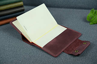 Обкладинка для блокноту А5 Дизайн №2 з натуральної шкіри колір Бордо, фото 3