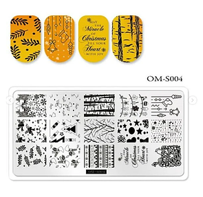 Пластина для стемпінгу прямокутне листя ОМ-S004