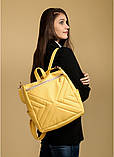 Місткий жіночий жовтий рюкзак-сумка з екошкіри повсякденний, міський, фото 2