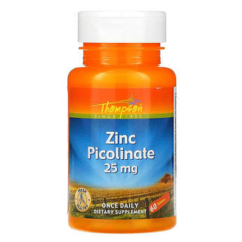 Thompson, Цинк піколінат 25 мг, Zinc Picolinate, 60 таблеток