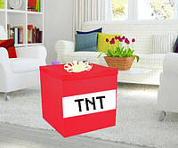 Коробка-сюрприз "Майнкрафт TNT" большая 70х70см с наклейками + декор (цвет любой)