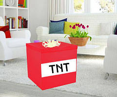Коробка-сюрприз "Майнкрафт TNT" велика 70х70см з наклейками + декор (колір будь -)