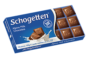 Шоколад "Schogetten Alpine milk Chocolate"(Шогеттен Альпійський молочний), 100г, Германиия