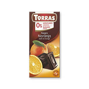Шоколад чорний без цукру Torras з шматочками апельсина 75 г Іспанія (12 шт/1 уп)
