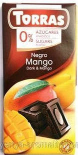 Шоколад без цукру Torras чорний з шматочками манго Іспанія 75 г