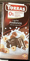 Шоколад молочный без сахара Torras с фундуком 75 г Испания (12 шт/1 уп)