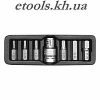 Набір викруткових біт Hex H4-H12 з перехідником 1/2" 7 шт YATO YT-0412
