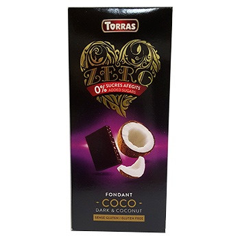 Шоколад чорний без цукру Torras ZERO з кокосом 125 г Іспанія (опт 3 шт)