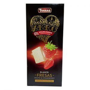 Шоколад білий без цукру і глютену Torras ZERO Blanc MADUIXES White strawberries з полуницею 125 г Іспанія