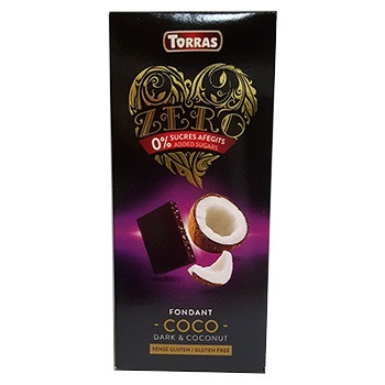 Шоколад без цукру Torras ZERO чорний з кокосом Іспанія 125 г