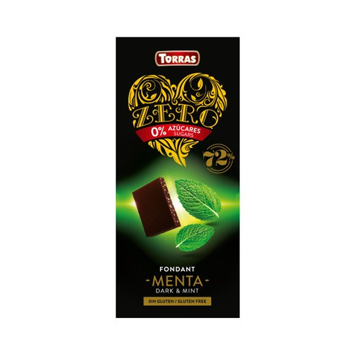Шоколад чорний без цукру і глютену Torras ZERO with mint з м'ятою 100 г