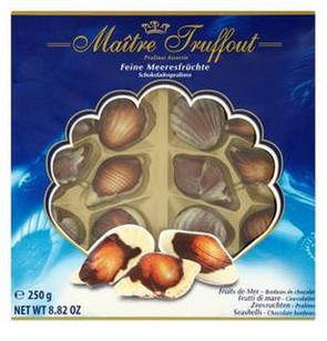 Цукерки Pralinen Шоколадне праліне Maitre Truffout sea shells Blue 250 г Австрія