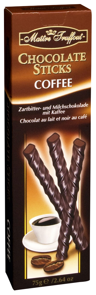 Шоколад чорний з начинкою зі смаком кави Chocolate Sticks Coffee Maitre Truffout 75 г Австрія