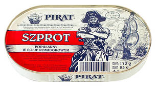 Шпроти у Томатному Соусі Szprot Pirat Пірат v Sosie Pomidorowym 170 г Польща