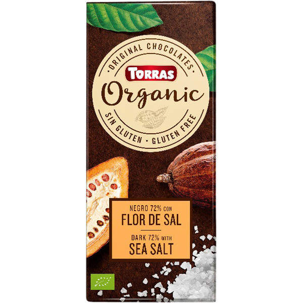 Шоколад темний Торрас з морською сіллю Какао 70% Torras Organic Dark Sea Salt 100 г Іспанія (опт 5 шт)