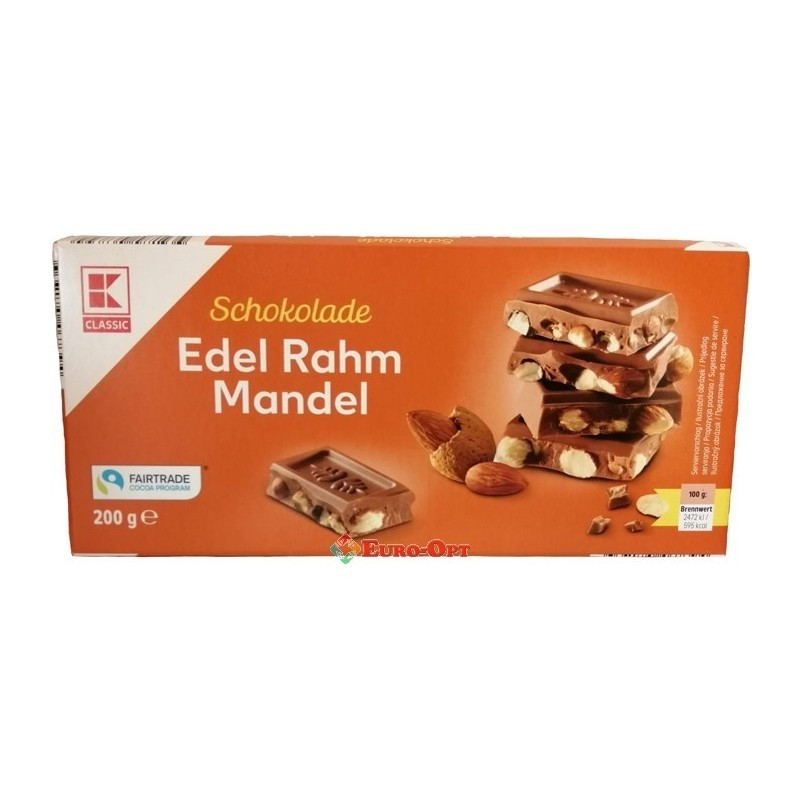 Шоколад молочний K-Classic Edel Rahm Mandel з цільним мигдалем 200 г Німеччина (опт 5 шт)
