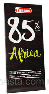 Шоколад чорний без цукру і глютену Torras Africa 85% какао 100 г Іспанія (опт 5 шт)