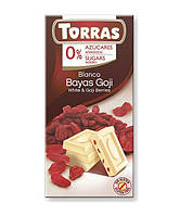 Шоколад белый Torras Blanco Bayas Goji с ягодами годжи 75 г Испания (12 шт/1 уп)