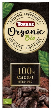 Шоколад чорний без глютену Torras Organic Bio 100% cacao negro dark 100 г Іспанія (опт 5 шт)