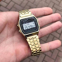 Класичні металеві годинник Casio F-91W Illuminator Gold, класичний металевий золотий годинник Касіо