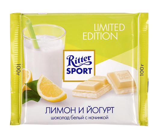 Шоколад Ritter Sport Buttermilk Lemon (йогурт + лимон), 100 р. Німеччина