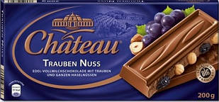 Молочний шоколад Chateau Trauben Nuss з родзинками і Лісовим горіхом 200гр. Німеччина