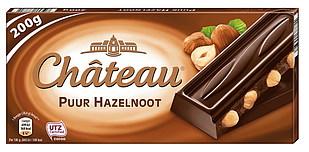 Чорний шоколад Шоколад Chateau Puur Hazelnoot з лісовим горіхом 200гр. Німеччина