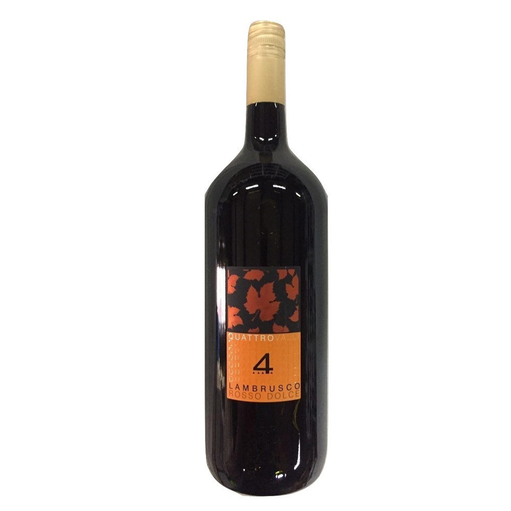 Вино червоне ігристе Ламбруско Кватро Валлі Lambrusco Quattro Valli солодке 1.5 л Італія (6 шт./1 ящ)