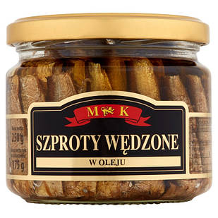 Шпроти в олії Szproty Wedzone M&K Польща в банку, 250 гр (опт 5 шт)