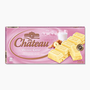 Білий шоколад з шматочками рисових пластівців і фундука Chateau Weisse Crisp 200гр. Німеччина