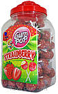 Льодяники на паличці+жуйка Gum Рор Strawberry (полуниця), 100шт, Польща, фото 2