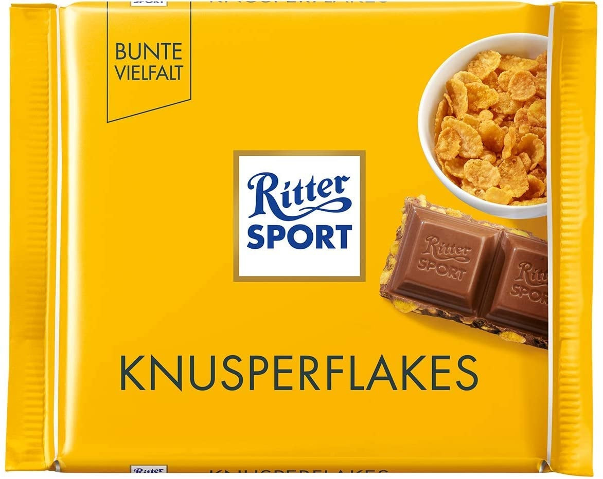 Шоколад Молочний Ritter Sport Knusperflakes з Кукурудзяними Пластівцями 100 г Німеччина, фото 1