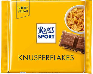 Шоколад Молочний Ritter Sport Knusperflakes з Кукурудзяними Пластівцями 100 г Німеччина