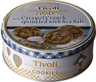 Печиво з Карамелевими Кранчами та морською Солю Tivoli Caramel Crunch & Sea Salt у ж/б 150 г Данія