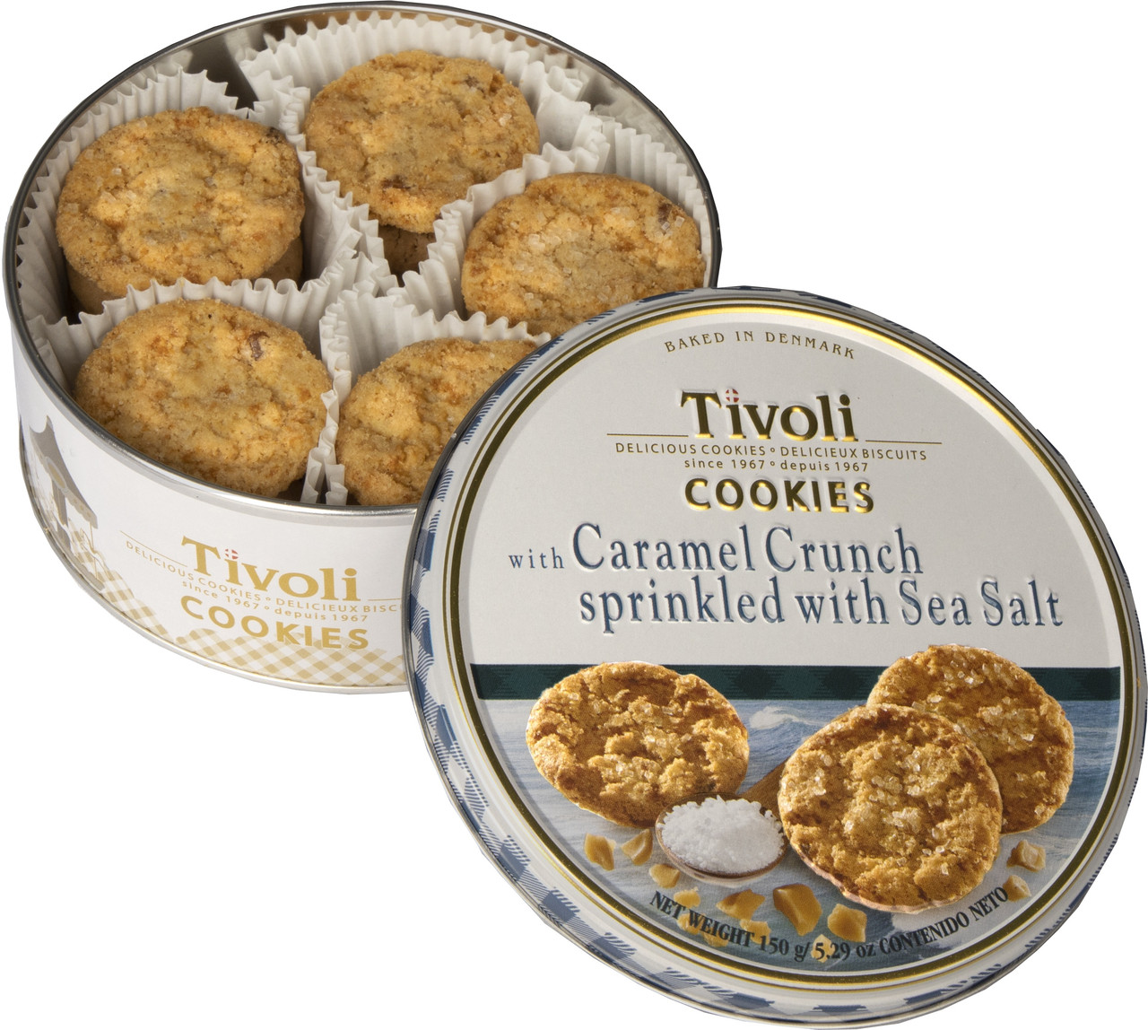 Печенье с Карамельными Кранчами и Морской Солью Tivoli Caramel Crunch & Sea Salt в ж/б 150 г Дания - фото 3 - id-p1389288001