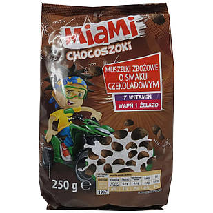Шоколадні пластівці злакові Miami Chocoszoki 250 г Польща