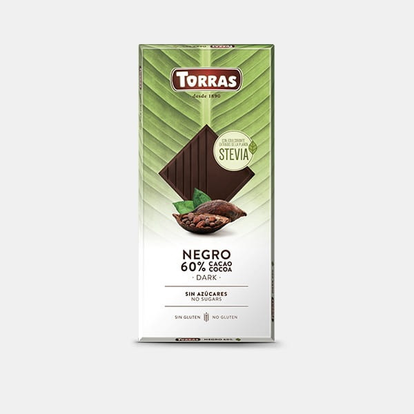 Шоколад чорний без цукру без глютену Torras Negro 60% Cacao 100 г Іспанія (опт 5 шт)