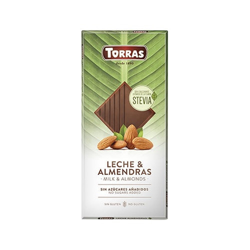 Шоколад молочний без цукру без глютену Torras з мигдалем Leche & Almendras 125 г Іспанія (опт 3 шт)