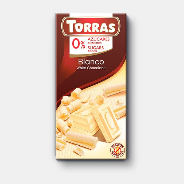 Шоколад білий без цукру і глютену Torras Blanco 75 г Іспанія (12 шт/1 уп)