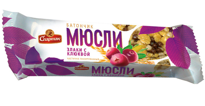 Батончик Спартак Мюслі злаки з журавлиною 35 г