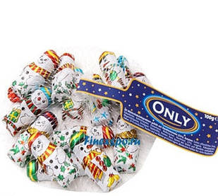 Новорічні Шоколадні Цукерки Only Сніговики в сітці Оллі 85 г Австрія