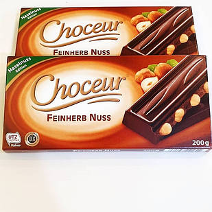 Шоколад Чорний Choceur Feinherb Nuss із Цілісним Фундуком 200 г Німеччина