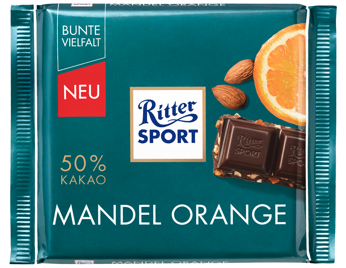 Шоколад Ritter Sport чорний Mandel Orange 100 г Німеччина