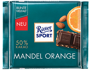 Шоколад Ritter Sport чорний Mandel Orange 100 г Німеччина